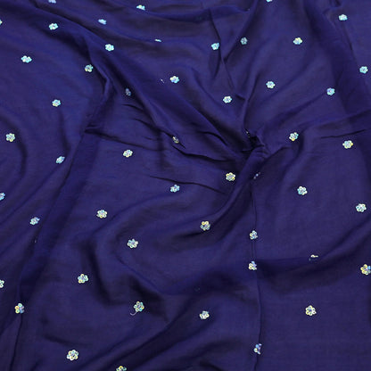 Indian Vintage Blue Dupatta Long Stole Pure Silk Hand Embroidered Scarves Veil Scarf Wrap Hippie Boho Zardozi/ Dabka