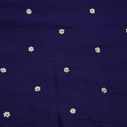 Indian Vintage Blue Dupatta Long Stole Pure Silk Hand Embroidered Scarves Veil Scarf Wrap Hippie Boho Zardozi/ Dabka