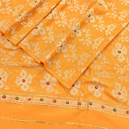 Indian Vintage Dupatta Saffron Long Stole Pure silk Woven Brocade Banarasi Scarves Veil Scarf Wrap Hippie Boho Soft Floral Zari