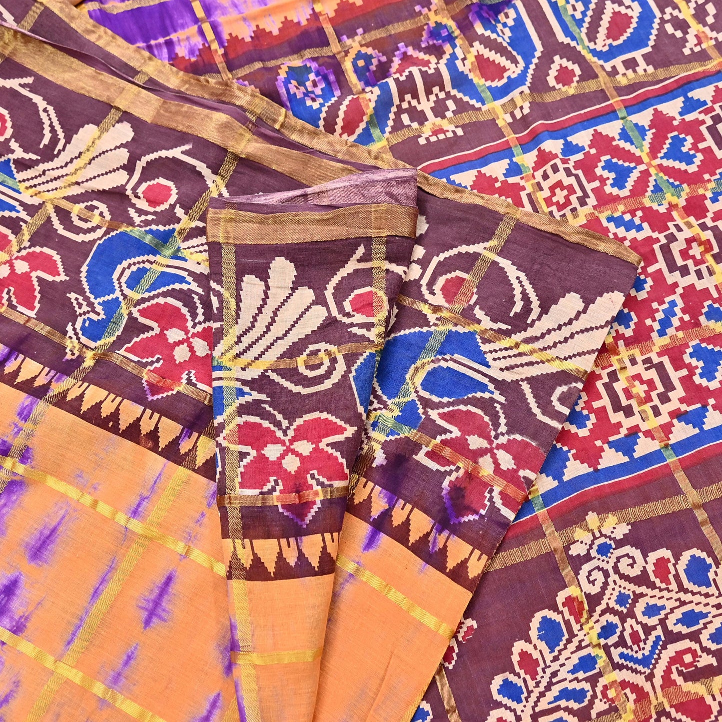 Indian Vintage Sari leheria Printed Pure Cotton Sarees Craft Fabric 5Yd Soft Sewing Sarong Wrap Boho Quilting Dress making zari border