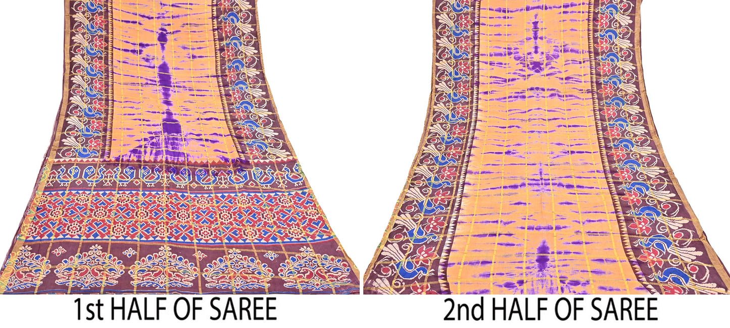 Indian Vintage Sari leheria Printed Pure Cotton Sarees Craft Fabric 5Yd Soft Sewing Sarong Wrap Boho Quilting Dress making zari border
