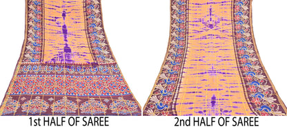 Indian Vintage Sari leheria Printed Pure Cotton Sarees Craft Fabric 5Yd Soft Sewing Sarong Wrap Boho Quilting Dress making zari border