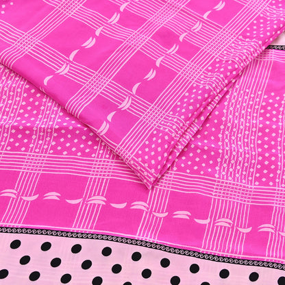 Indian Vintage Sari Ivory & Pink Pure Crepe Silk Printed Saree 5yard Sewing Floral Soft Craft Fabric Wrap Dress making Crafting Quilting