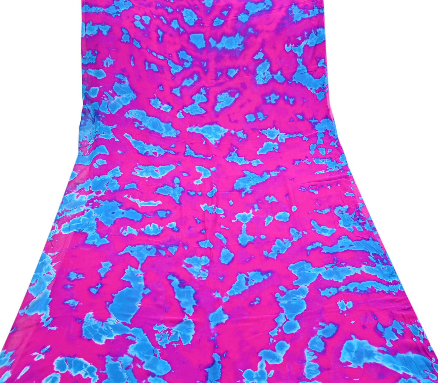 Indian Vintage Pink & Blue Saree Pure Georgette Silk Leheria Tie-dye Printed Sari Craft Fabric Sewing 6Yard Soft Light Sari Dress Making