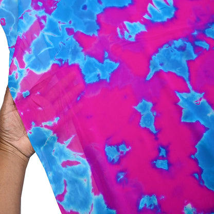 Indian Vintage Pink & Blue Saree Pure Georgette Silk Leheria Tie-dye Printed Sari Craft Fabric Sewing 6Yard Soft Light Sari Dress Making