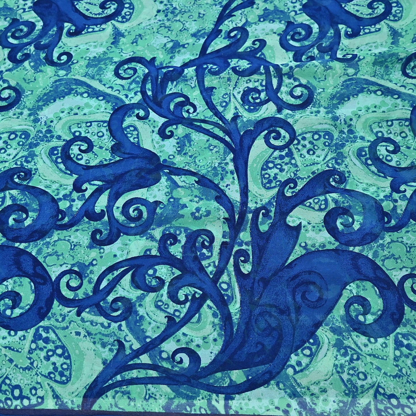 Indian Vintage Sari Blue & Green 100% Pure Georgette Silk Printed Sarees Sewing 5yd Craft Soft Dress Designing for Crafting Abstract