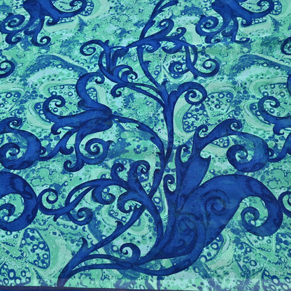 Indian Vintage Sari Blue & Green 100% Pure Georgette Silk Printed Sarees Sewing 5yd Craft Soft Dress Designing for Crafting Abstract