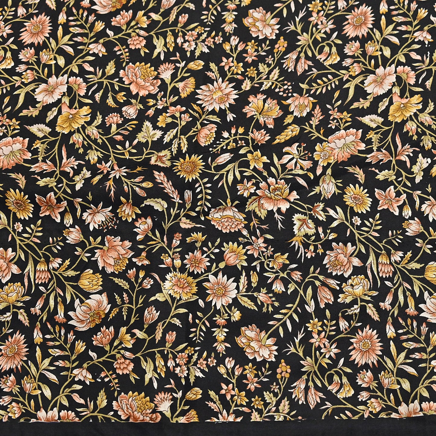 Vintage Sari Black Pure Silk Printed Saree Craft Fabric 6yard Sewing Floral Soft Dress Designing for Crafting Upcycle Quilting
