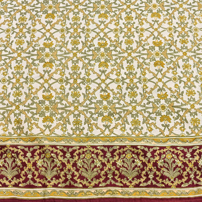 Indian Vintage white Pure Silk Saree Printed Floral Silk Fabric 6Yard Soft Sewing Material for Dressmaking, Quilting Crafts