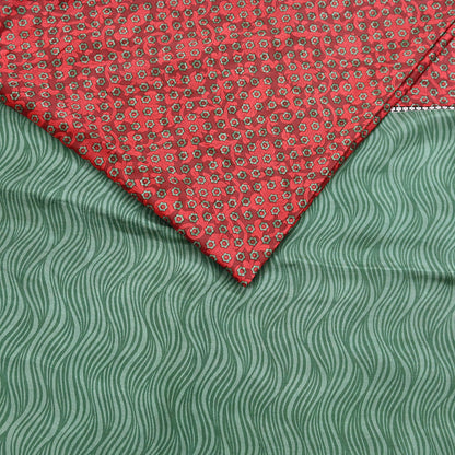 Indian Vintage Maroon & Green Saree Pure Silk Printed Indian Sari Fabric 5yd Sewing Craft Fabric DressMaking Soft