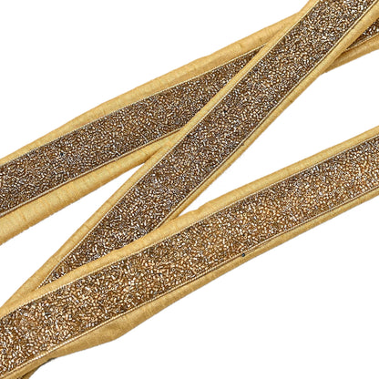 Indian New Golden Beige Border 1Yd Embroidered Lace Trim Sewing Craft Ribbon Dress Decor