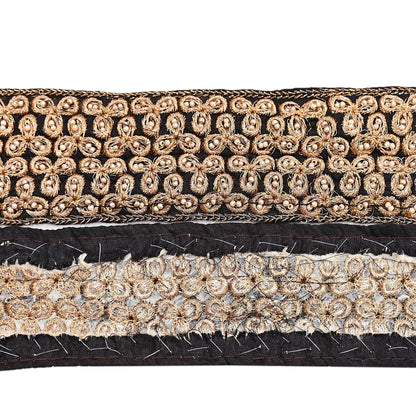 Indian New Black Border 1Yd Embroidered Lace Trim Sewing Craft Ribbon Dress Decor