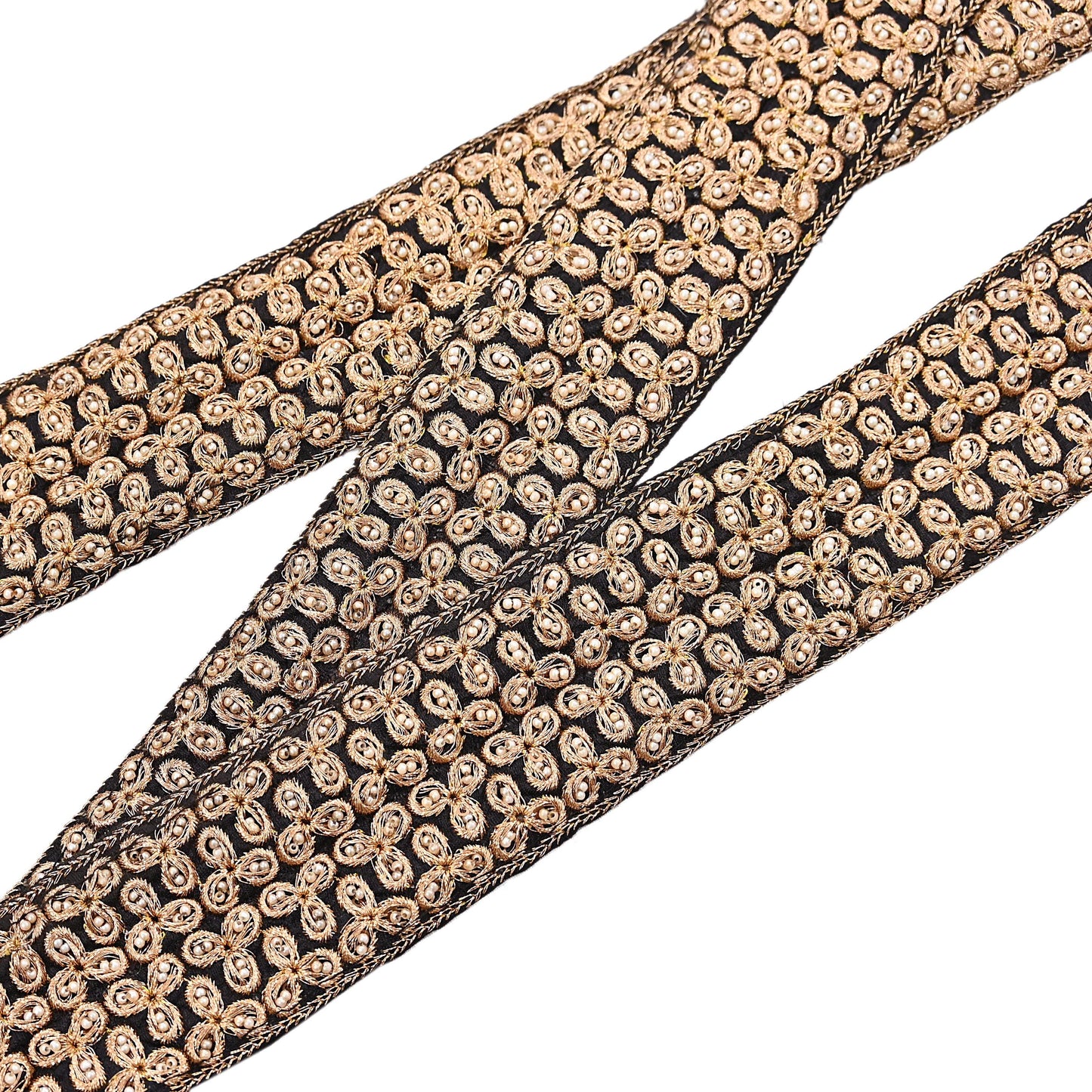 Indian New Black Border 1Yd Embroidered Lace Trim Sewing Craft Ribbon Dress Decor
