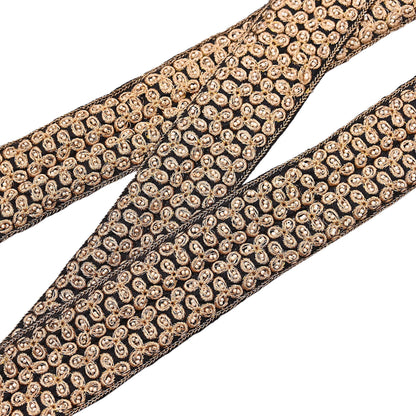 Indian New Black Border 1Yd Embroidered Lace Trim Sewing Craft Ribbon Dress Decor