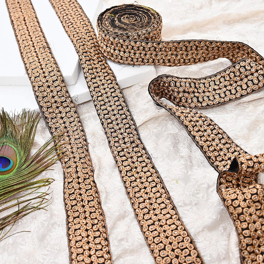 Indian New Black Border 1Yd Embroidered Lace Trim Sewing Craft Ribbon Dress Decor