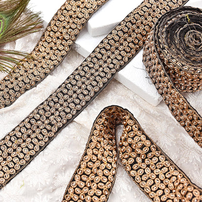 Indian New Black Border 1Yd Embroidered Lace Trim Sewing Craft Ribbon Dress Decor