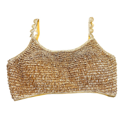Indian Golden Embroidered sleeveless Padded Blouse/Top/Crop Party wear Bollywood