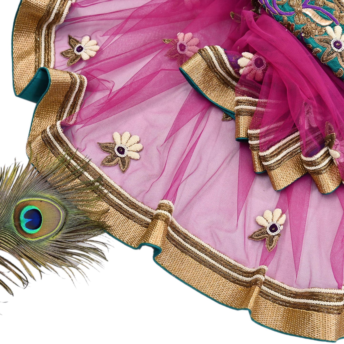 Indian Vintage Heavy Wedding Purple Dupatta Net Mesh Long Stole Hand Embroidered Scarves Golden Zardozi Dabka Zari Stole