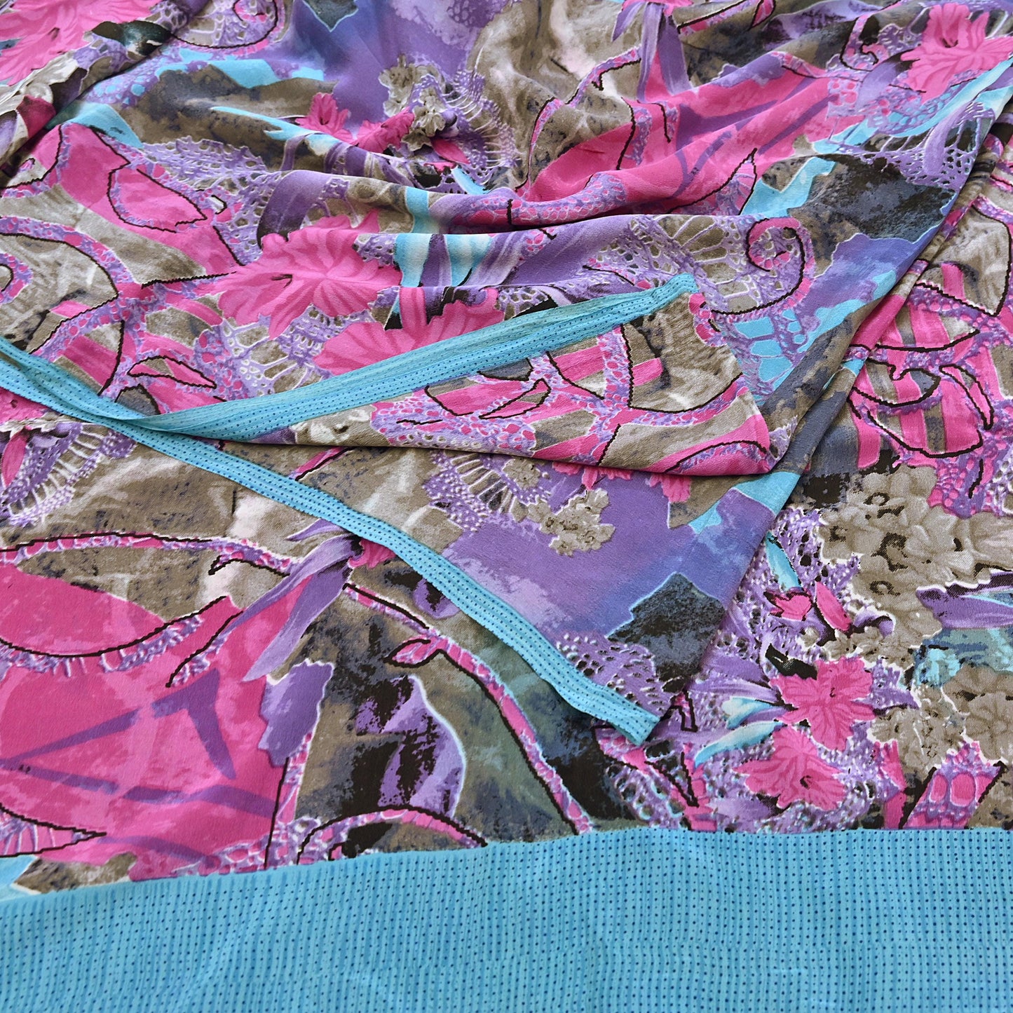 Indian Vintage Sari Multi Pure Crepe Silk Printed Saree 5yd Sewing Floral Soft Craft Fabric Wrap Dress making Upcycle For Crafting