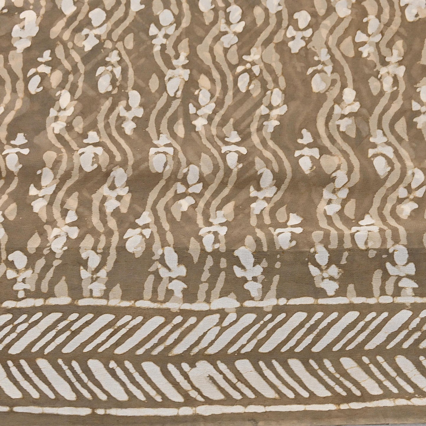 Indian Women Vintage Brown Saree Pure Georgette Silk Batik Printed Sari Sewing 5yard Soft Craft Floral Design Wrap Boho