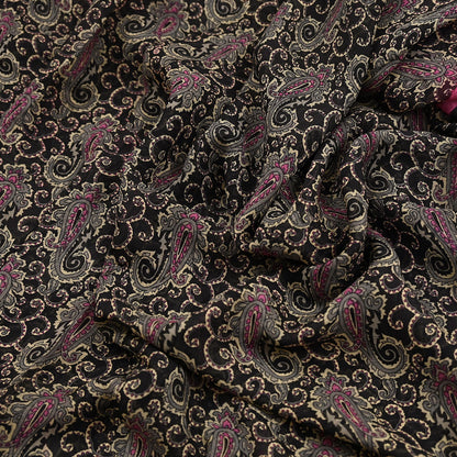 Indian Vintage Sari Black & pink Pure Chiffon Silk Printed Sarees Craft Fabric Sewing 5Yd Soft Light Sari Dress Making Quilting Upcycle