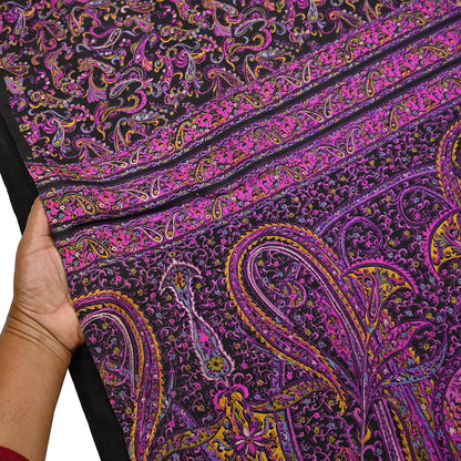 Vintage Sari Black Pure Silk Printed Saree Craft Fabric 5yard Sewing Floral Soft Dress Designing for Crafting Upcycle Quilting