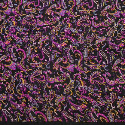 Vintage Sari Black Pure Silk Printed Saree Craft Fabric 5yard Sewing Floral Soft Dress Designing for Crafting Upcycle Quilting