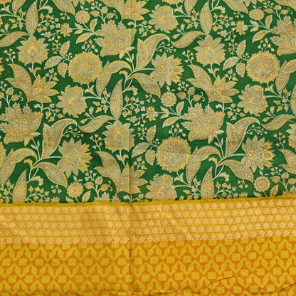 Indian Vintage Green Saree 100% Pure Silk Woven Printed Sari 5yd Craft Fabric  Sewing Soft Dress Designing for Crafting Quilting
