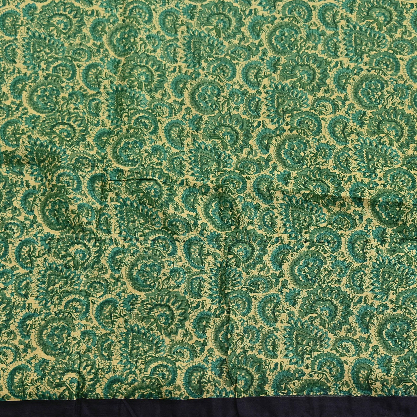 Indian Vintage Beige & Green Saree Pure Silk Printed Sari 6yd Sewing Craft Fabric Dress Making Soft Crafting Quilting Quilting Upcycle