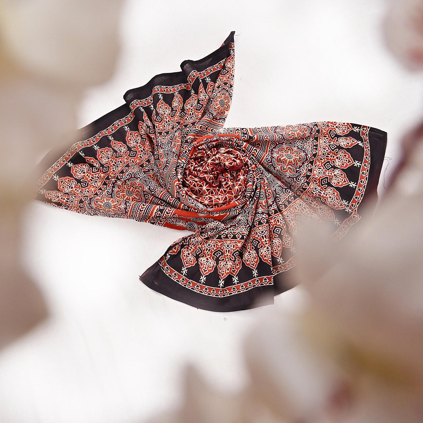 Indian Multi Vintage Dupatta Long Stole Block Print 100% Pure Cotton Scarf Veil Soft Floral Boho Scarves