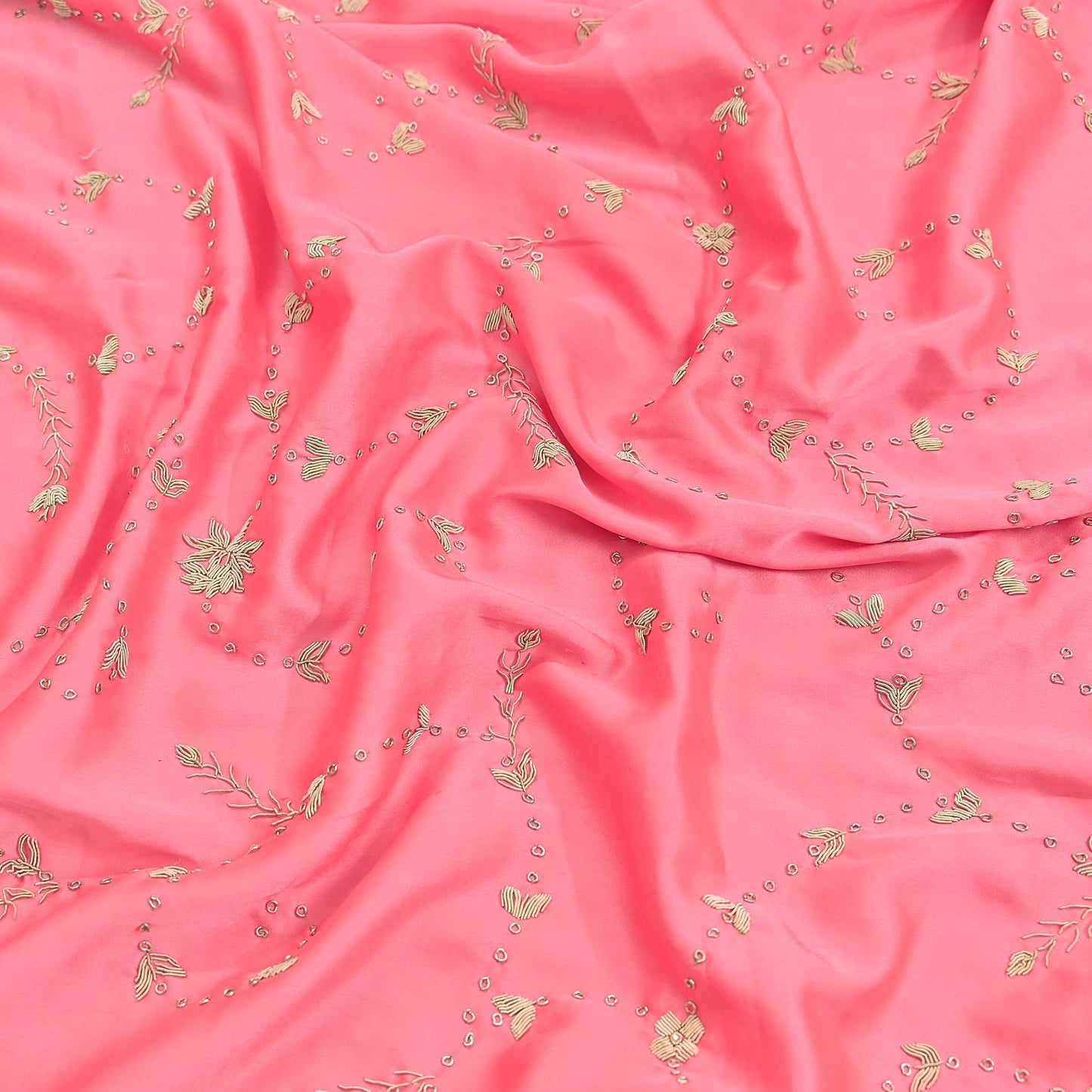 Indian Vintage Heavy Wedding Pink Dupatta Pure Satin Silk Long Stole Hand Embroidered Scarves Golden Zardozi Bridal Veil