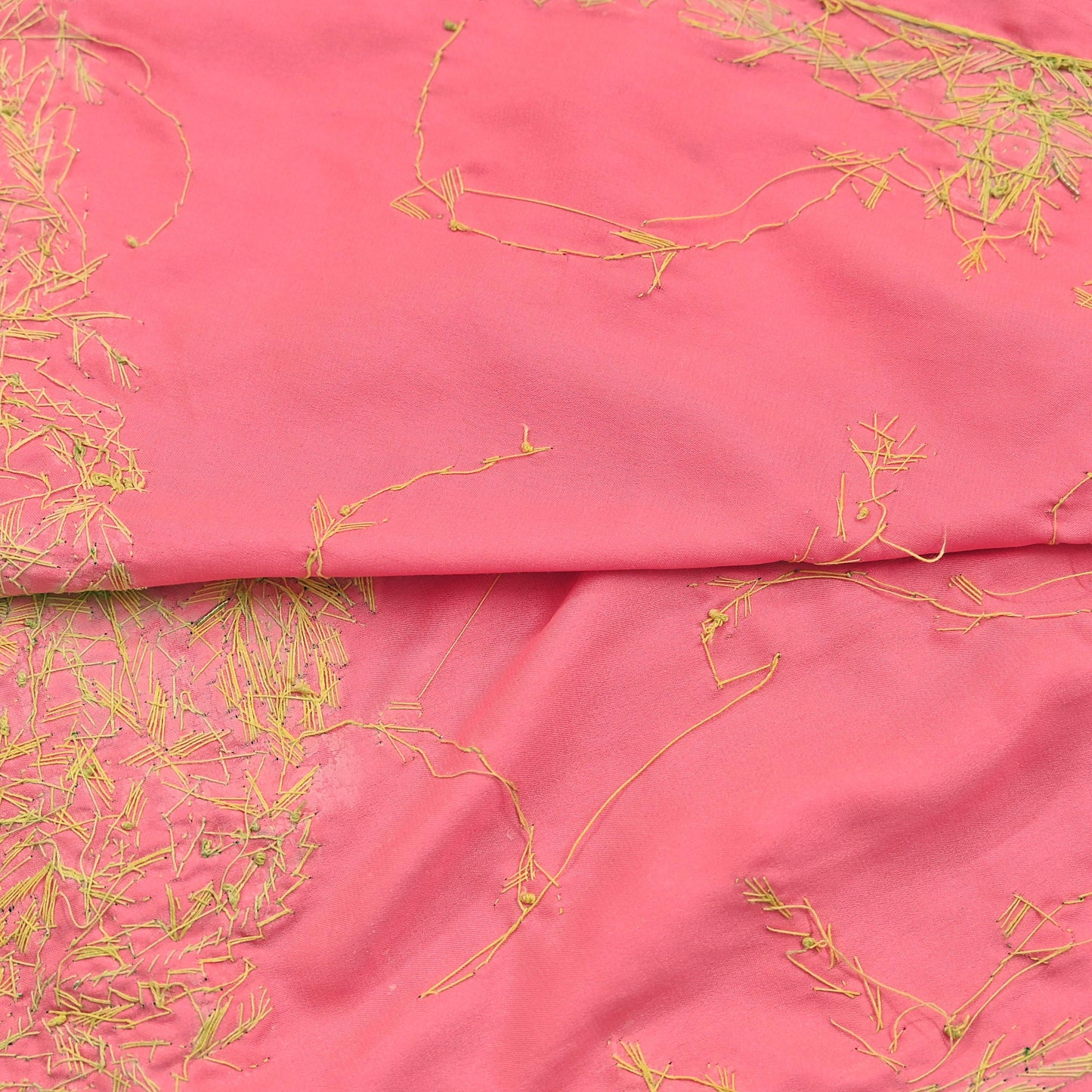 Indian Vintage Heavy Wedding Pink Dupatta Pure Satin Silk Long Stole Hand Embroidered Scarves Golden Zardozi Bridal Veil