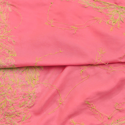 Indian Vintage Heavy Wedding Pink Dupatta Pure Satin Silk Long Stole Hand Embroidered Scarves Golden Zardozi Bridal Veil