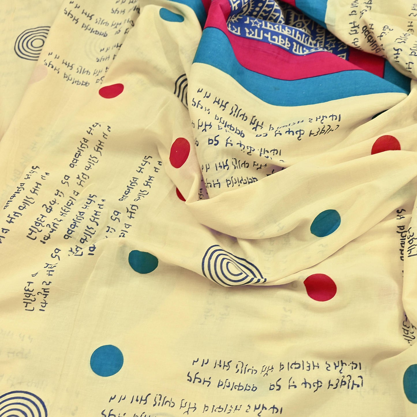 Indian Vintage Sari Blue & Yellow Printed Pure Cotton Sarees 5Yd Craft Fabric Soft Sewing Sarong Wrap Boho Upcycle quilting Dress making