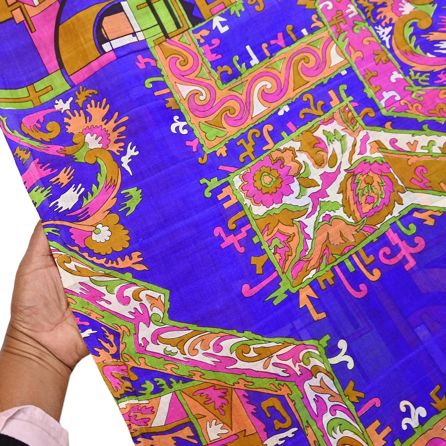 Indian Vintage Multi Saree 100% Pure Silk Printed Sari Craft Fabric 5yd Sewing Dress Making Soft Floral Crafting Quilting Upcycle