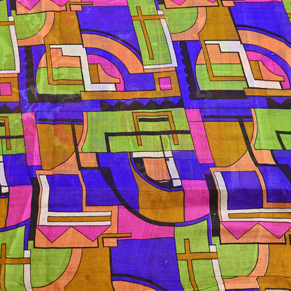 Indian Vintage Multi Saree 100% Pure Silk Printed Sari Craft Fabric 5yd Sewing Dress Making Soft Floral Crafting Quilting Upcycle