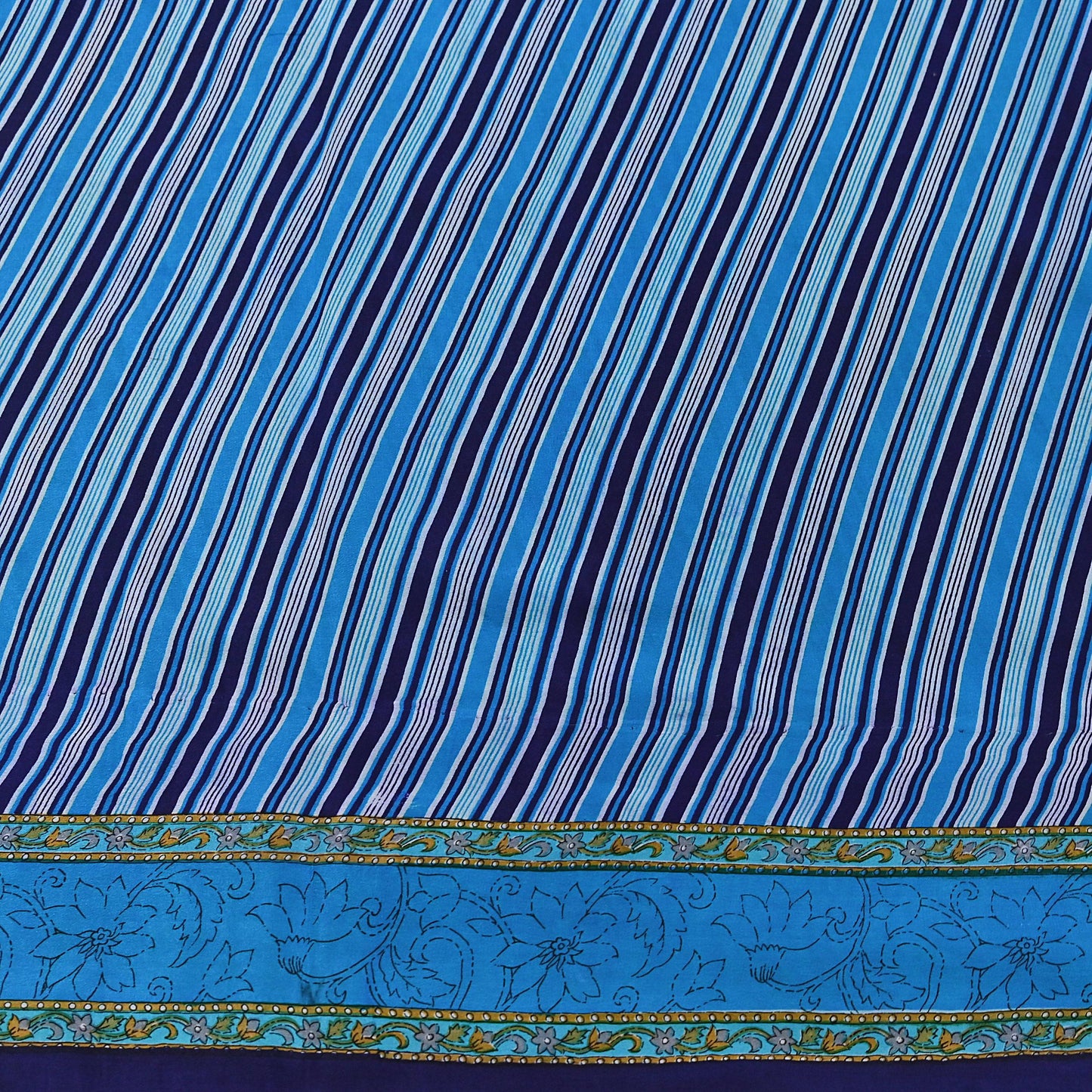 Indian Vintage Blue Saree Pure Crepe Silk Printed Sari Craft Fabric 5yd Sewing Abstract Soft Craft Fabric Wrap Dress making