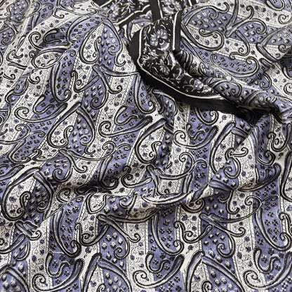 Indian Vintage Black & Gray Saree 100% Pure Silk Printed Sari 5yd Sewing Craft Fabric Dress Making Soft Crafting Quilting Upcycle