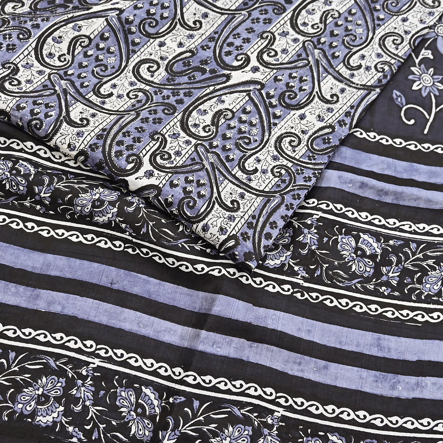 Indian Vintage Black & Gray Saree 100% Pure Silk Printed Sari 5yd Sewing Craft Fabric Dress Making Soft Crafting Quilting Upcycle