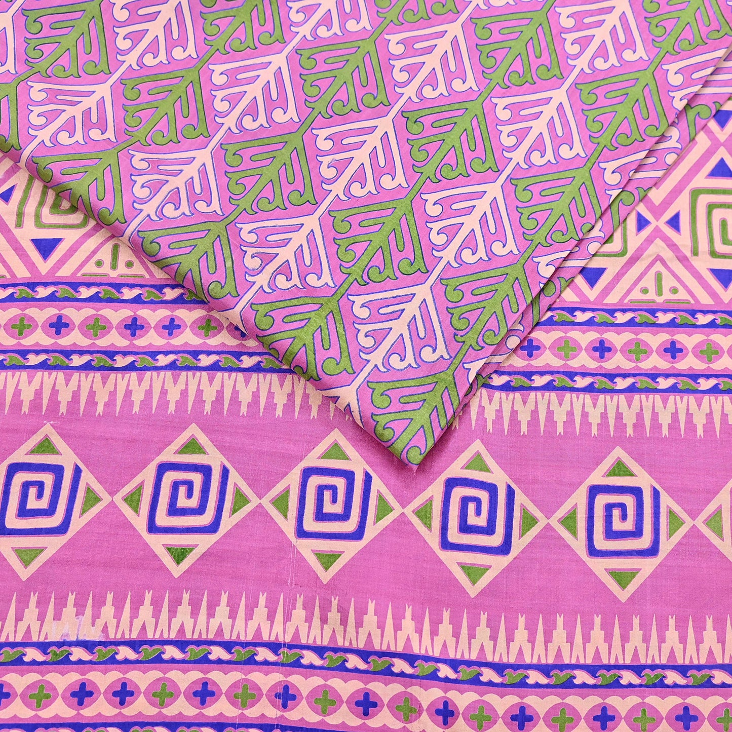 Indian Vintage Sari Pink 100% Pure Silk Printed Saree Craft Fabric 6yd Sewing Dress Making Soft Wrap Quilting Crafting Upcycle