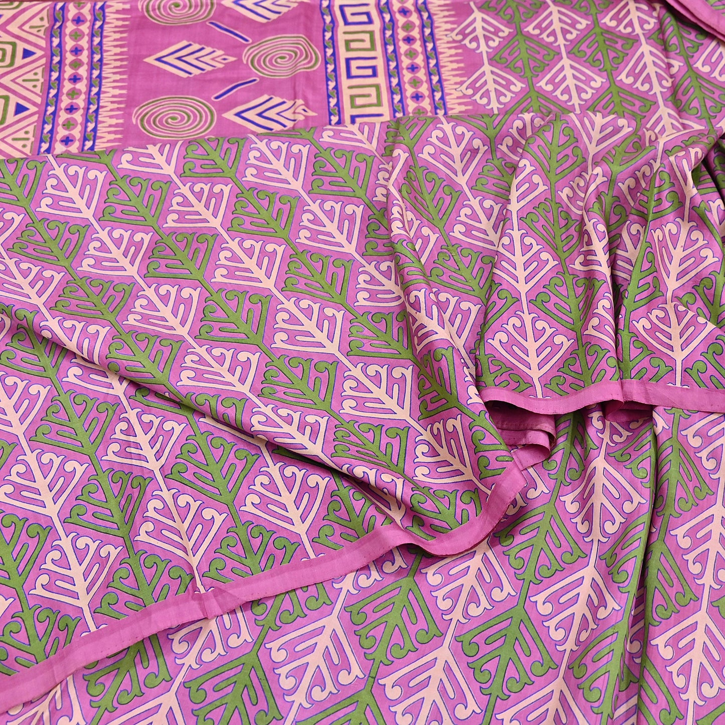 Indian Vintage Sari Pink 100% Pure Silk Printed Saree Craft Fabric 6yd Sewing Dress Making Soft Wrap Quilting Crafting Upcycle