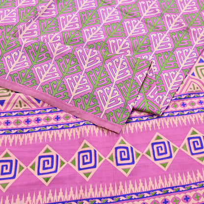 Indian Vintage Sari Pink 100% Pure Silk Printed Saree Craft Fabric 6yd Sewing Dress Making Soft Wrap Quilting Crafting Upcycle