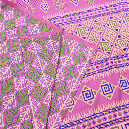 Indian Vintage Sari Pink 100% Pure Silk Printed Saree Craft Fabric 6yd Sewing Dress Making Soft Wrap Quilting Crafting Upcycle