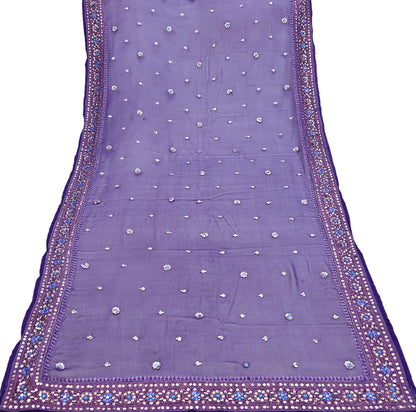 Indian Vintage Blue Dupatta Pure Chiffon silk Long Stole Hand Embroidered Scarves Floral Stole Veil Wrap