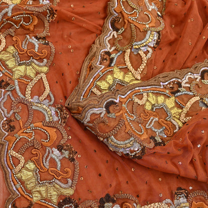 Vintage Rusty Net Designer Anamika Khanna Saree Hand Embroidered Zardozi Zari Wedding Ethnic 6Yd Style Sari