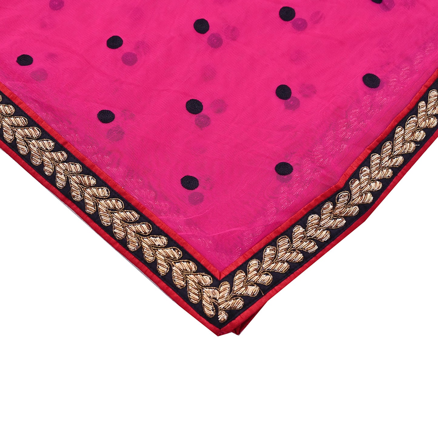 Indian Vintage Heavy Pink Dupatta Net Mesh Long Stole Hand Embroidered Scarves Golden Zardozi Dabka Zari Stole