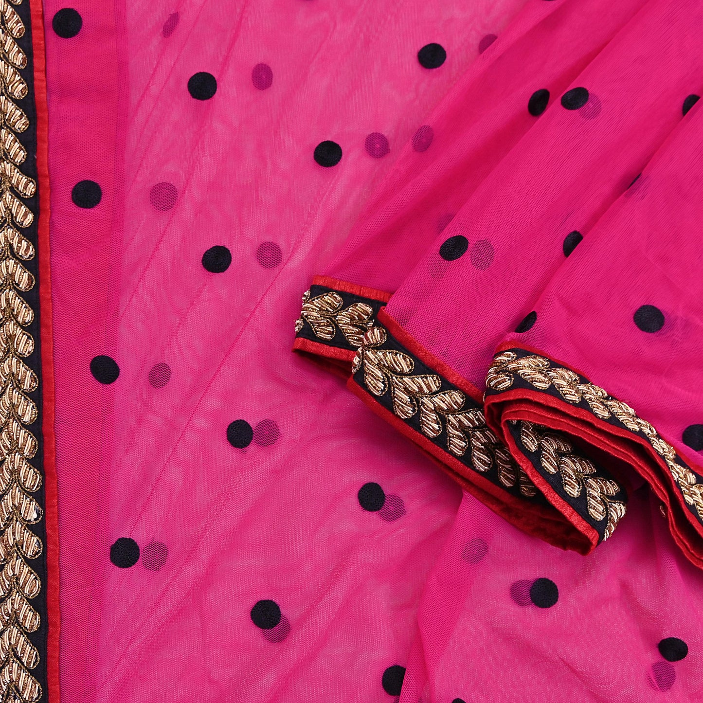 Indian Vintage Heavy Pink Dupatta Net Mesh Long Stole Hand Embroidered Scarves Golden Zardozi Dabka Zari Stole