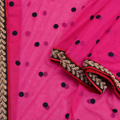 Indian Vintage Heavy Pink Dupatta Net Mesh Long Stole Hand Embroidered Scarves Golden Zardozi Dabka Zari Stole