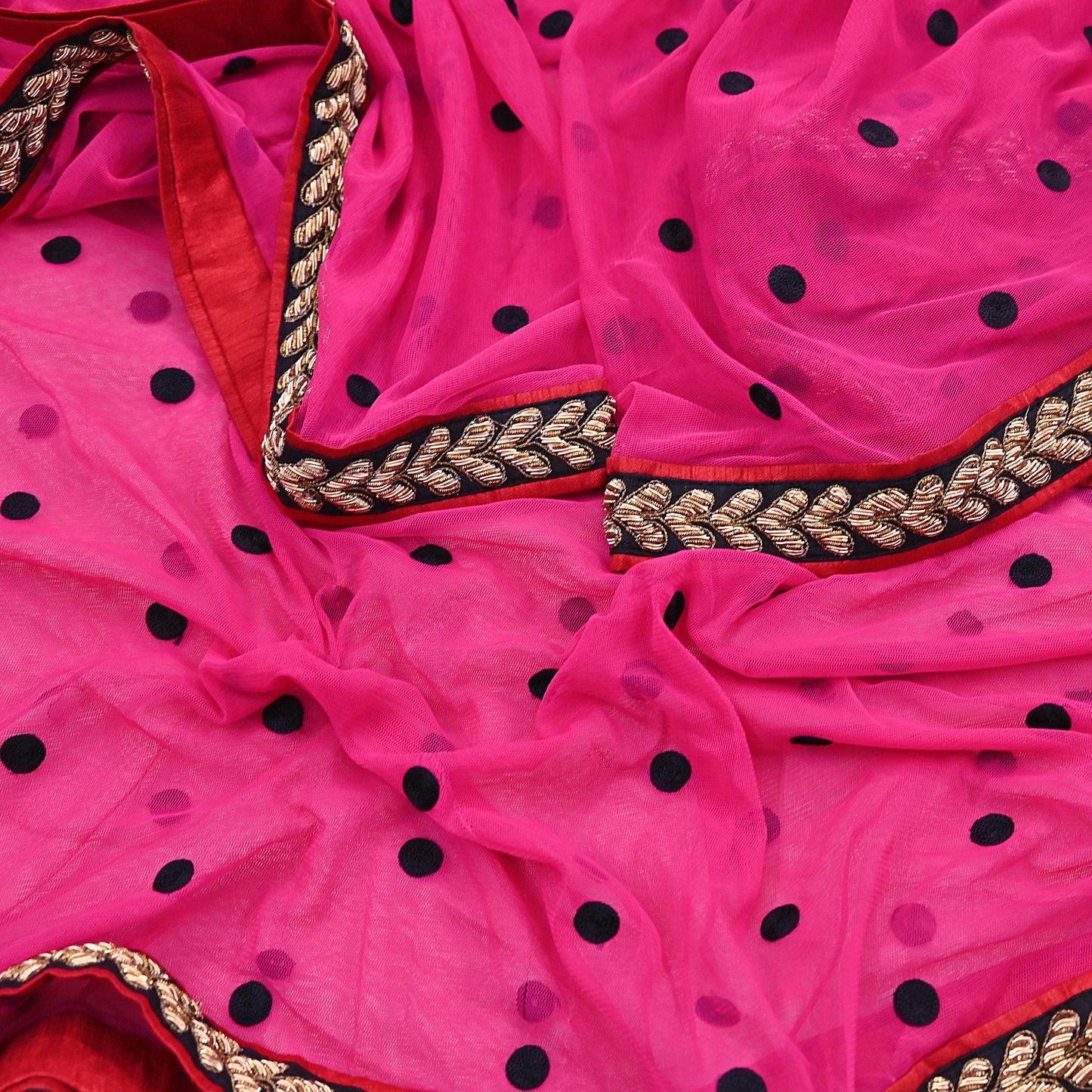 Indian Vintage Heavy Pink Dupatta Net Mesh Long Stole Hand Embroidered Scarves Golden Zardozi Dabka Zari Stole