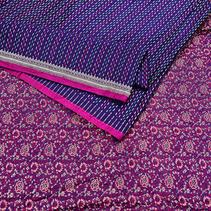 Indian Vintage Blue Banarasi Brocade Saree | Heavy Wedding Sari in Pure Satin Silk Woven Zari Fabric for Crafting, Dressmaking